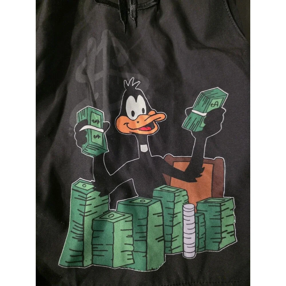 Vintage Daffy Duck X Shoe Palace Mens Shorts M Looney Tunes Black